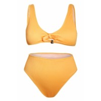 Yellow Knot Center Ribbed Vest Two-piece Swimwear